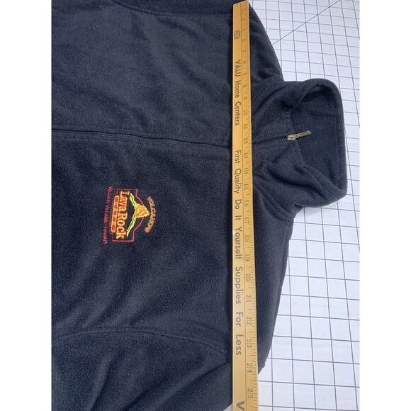 L Hawaii Lava Rock Cafe Volcano Village Fleece Jacket Embroidered Logo GUC Black - Picture 9 of 11